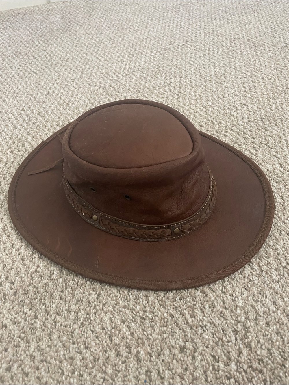 Brown Leather Outback Hat
